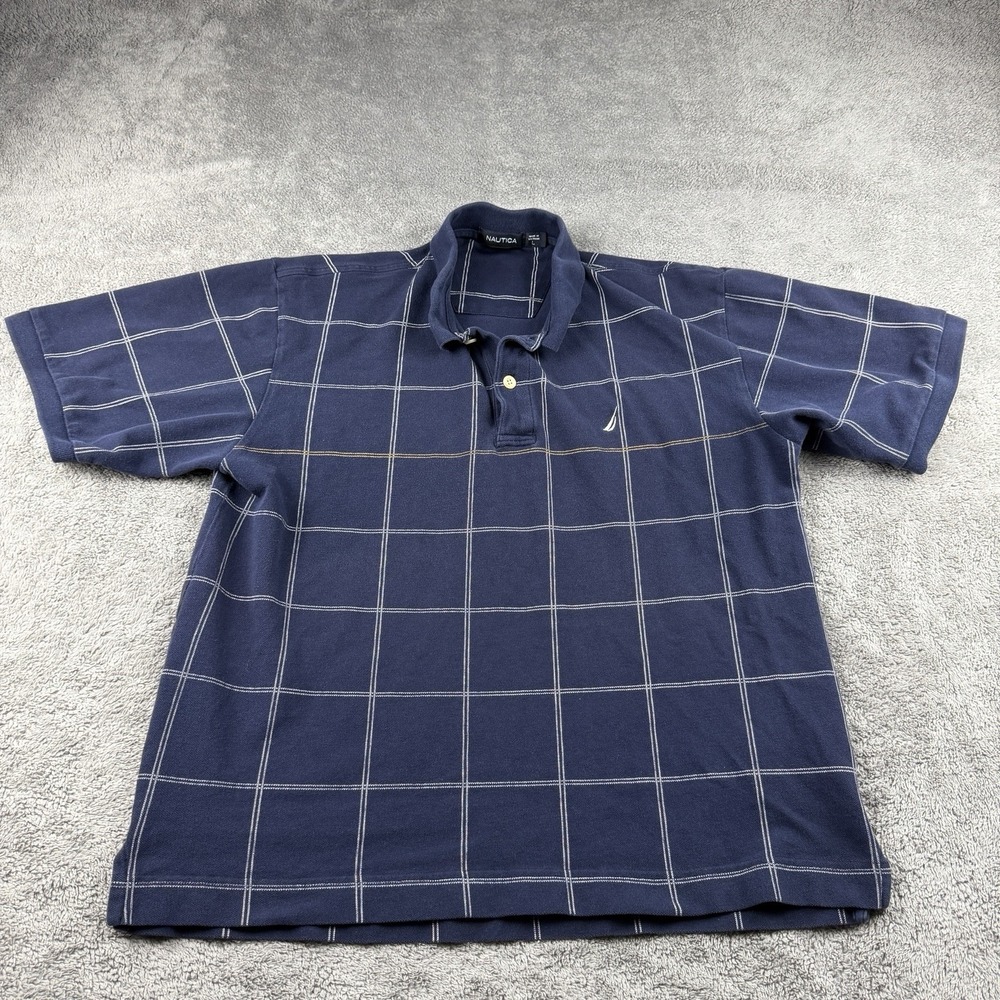 Nautica Polo Shirt Mens Large Dark Blue Short Sleeve